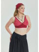 Lace Up Open Back Adjustable Red Plus Size Blouse 4660
